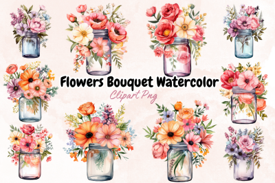 Flowers Bouquet Watercolor Clipart