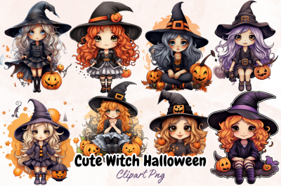 Cute Witch Halloween Sublimation Clipart