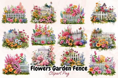 Flowers Garden Fence Sublimation Clipart