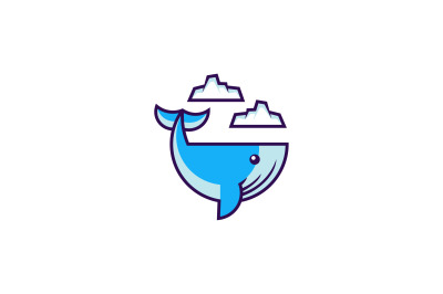 cartoon whale vector template logo design