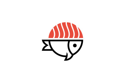 fish sushi vector template logo design