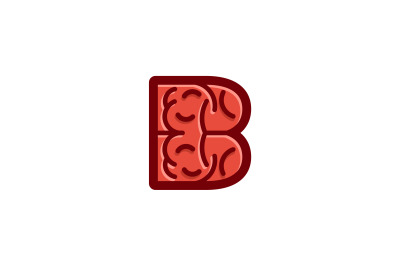 letter B brain vector template logo design