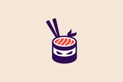 ninja sushi vector template logo design