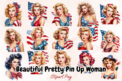 Beautiful Pretty Pin Up Woman Clipart