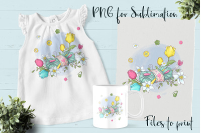 Cute Knitting sublimation. Design for printing.