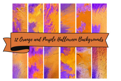 12 Halloween Orange and Purple Backgrounds