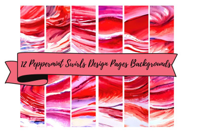 12 Peppermint Swirls Background Sheets