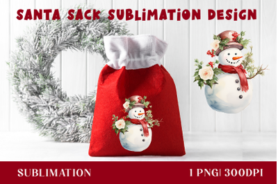 Santa Sack Sublimation Design, Gift Bag with snowman