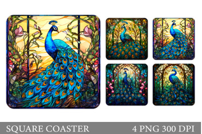 Peacock Square Coaster. Peacock Coaster Sublimation