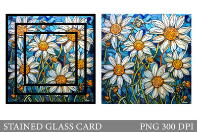 Daisy Stained Glass Card. Stained Glass Flowers Card Design