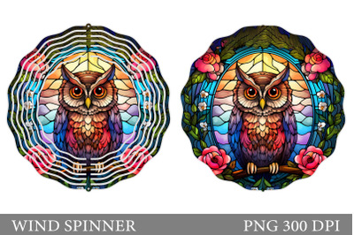 Owl Spinner Sublimation. Stained Glass Owl Wind Spinner