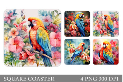 Parrot Square Coaster Design. Parrot Coaster Sublimation