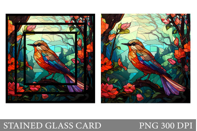 Stained Glass Bird Card. Bird Stained Glass Card Sublimation