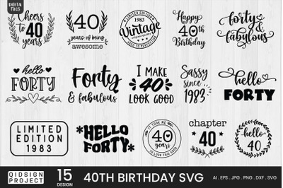 40Th Birthday Svg Bundle, 40th Birthday SVG, Hello 40 Svg