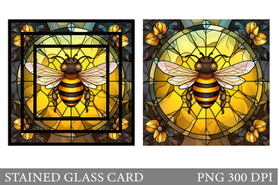 Stained Glass Bee Card. Bee Stained Glass Card Sublimation