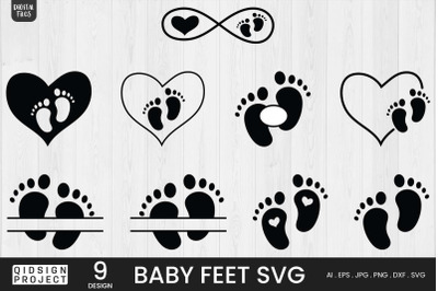 Baby Feet Svg, Baby SVG, Split Monogram, Baby Footprint
