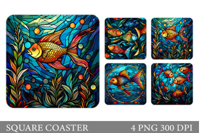 Fish Square Coaster Design. Fish Coaster Sublimation