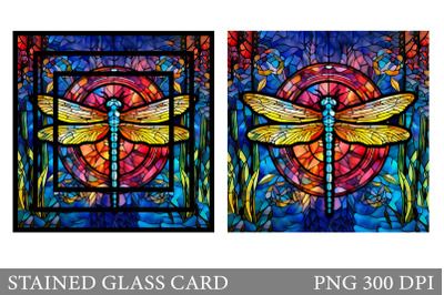 Stained Glass Dragonfly Card. Stained Glass Card Sublimation