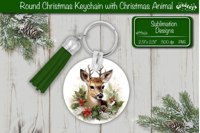 Christmas Keychain PNG Sublimation Christmas Cute Animal PNG