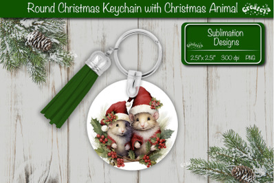 Christmas Keychain PNG Sublimation Christmas Cute Animal Couple PNG