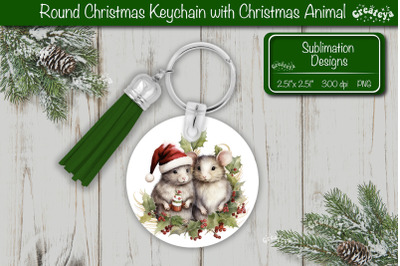 Christmas Keychain PNG Sublimation Christmas Cute Animal CouplePNG