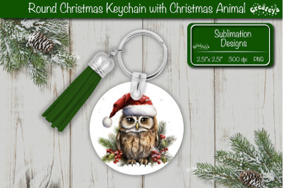 Christmas Keychain PNG Sublimation Christmas Owl Cute Animal PNG