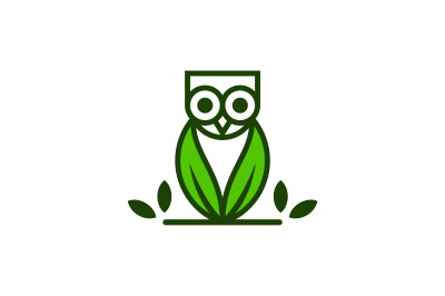 owl leaf vector template logo design