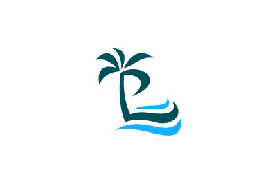 palm tree beach vector template logo design