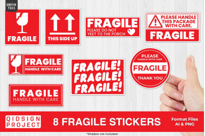 8 Fragile Stickers for Packaging