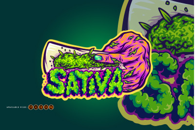 Cannabis zombie hand journey with sativa lettering