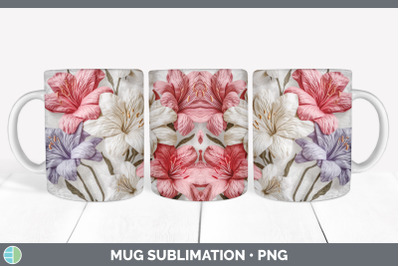 3D Azalea Flowers Mug Wrap | Sublimation Coffee Cup Design