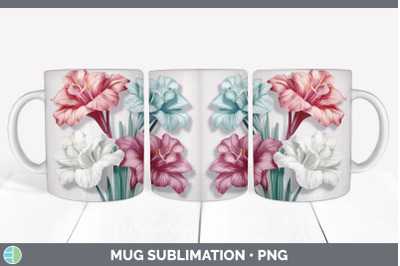 3D Gladiolus Flowers Mug Wrap | Sublimation Coffee Cup Design
