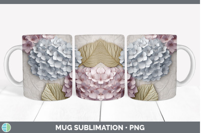 3D Hydrangea Flowers Mug Wrap | Sublimation Coffee Cup Design