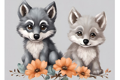 Cute Baby wolf Animals Sublimation