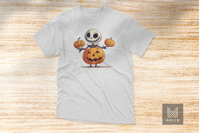 Cute Skeleton Holding A Pumpkin Clipart