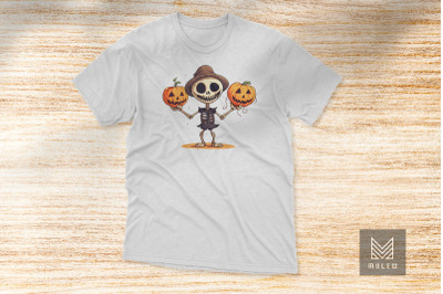 Cute Happy Skeleton At Halloween Clipart