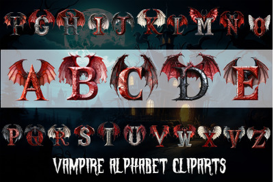 Vampire Alphabet Cliparts Bundle