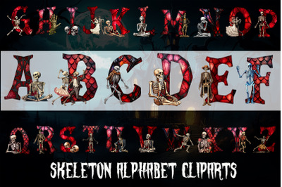 Skeleton Alphabet Cliparts Bundle