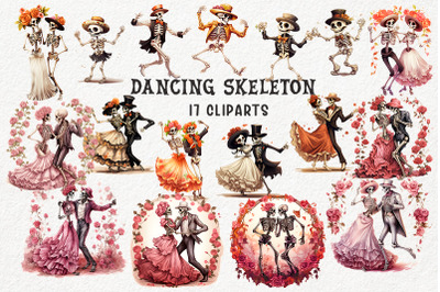 Dancing Skeleton Cliparts Bundle