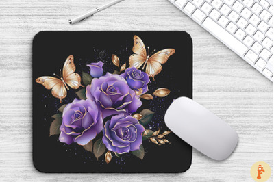 Delicate Purple Roses And Butterfly