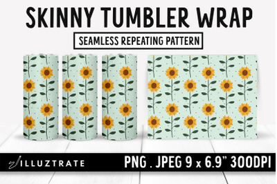 Sunflower Skinny Tumbler Wrap | Sunflower Tumbler Sublimation