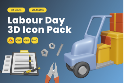 Labour Day 3D Icon Pack Vol 2