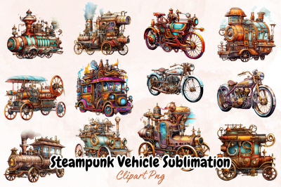 Steampunk Vehicle Sublimation Clipart