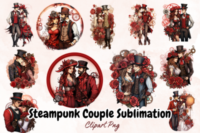 Steampunk Couple Sublimation Clipart