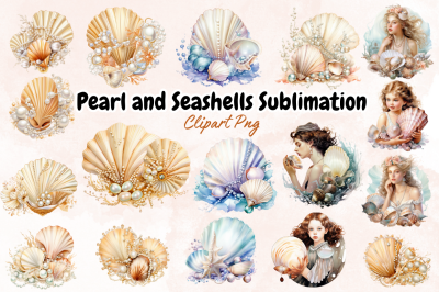 Pearl and Seashells Sublimation Clipart