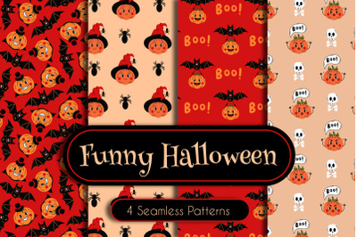 Funny Halloween Seamless Patterns