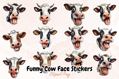 Funny Cow Face Stickers Sublimation