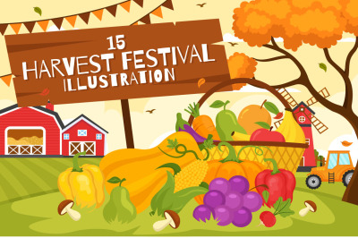 15 Happy Harvest Festival Illustration