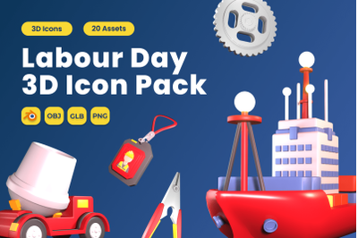 Labour Day 3D Icon Pack Vol 4