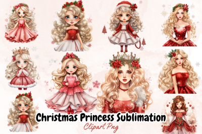 Christmas Princess Sublimation Clipart